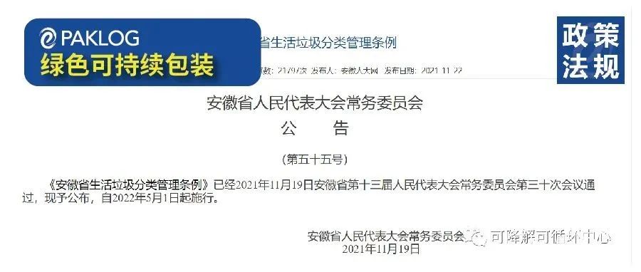 下月起，安徽将禁止、限制生产销售不可降解塑料制品